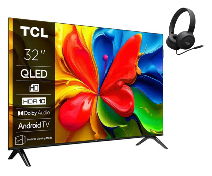 Telewizor 32" lub mniejszy TCL 32S4K 32" QLED HD Android TV DVB-T2 + Tune 520C USB-C czarne